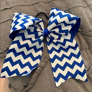 Blue chevron cheer bow